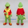 Custom Light Green and Red Crocodile in a Jacket Mascot Costume Adult Full Body Suit for Theme Parties