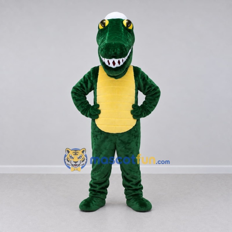 Custom Dark Green and Yellow Crocodile Mascot Costume Adult Full Body Suit for Wildlife Events