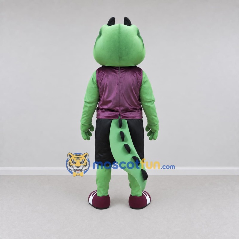 Custom Green and Purple Crocodile Character in Sportswear Mascot Costume Adult Full Body Suit for Sports Events Custom Green and Purple Crocodile Character in Sportswear Mascot Costume Adult Full Body Suit for Sports Events
