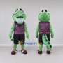 Custom Green and Purple Crocodile Character in Sportswear Mascot Costume Adult Full Body Suit for Sports Events
