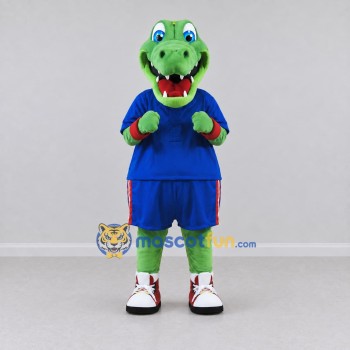 Custom Green and Blue Crocodile in Sportswear Mascot Costume Adult Full Body Suit for Sports Events
