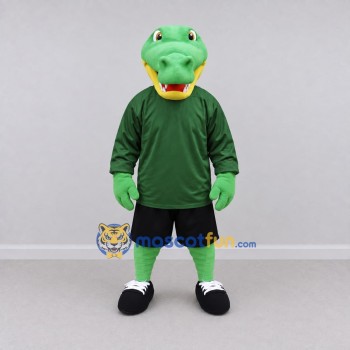 Custom Green and Black Crocodile in Sportswear Mascot Costume Adult Full Body Suit for Sports Events