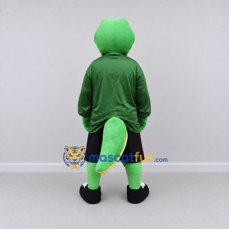 Custom Green and Black Crocodile in Sportswear Mascot Costume Adult Full Body Suit for Sports Events Custom Green and Black Crocodile in Sportswear Mascot Costume Adult Full Body Suit for Sports Events