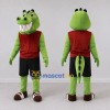 Custom Green and Red Crocodile Character in Sportswear Mascot Costume Adult Full Body Suit for Sports Events Custom Green and Red Crocodile Character in Sportswear Mascot Costume Adult Full Body Suit for Sports Events