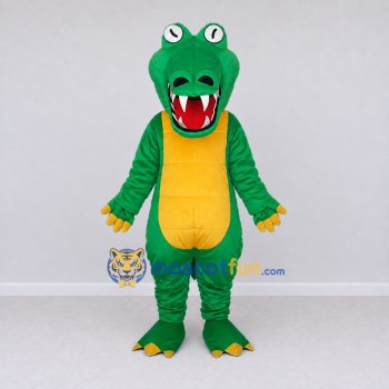 Custom Green and Yellow Crocodile Character Mascot Costume Adult Full Body Suit for Wildlife Events Custom Green and Yellow Crocodile Character Mascot Costume Adult Full Body Suit for Wildlife Events