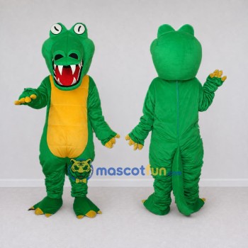 Custom Green and Yellow Crocodile Character Mascot Costume Adult Full Body Suit for Wildlife Events