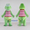 Custom Light Green and Red Dinosaur Character in a Striped Shirt Mascot Costume Adult Full Body Suit for School Events Custom Light Green and Red Dinosaur Character in a Striped Shirt Mascot Costume Adult Full Body Suit for School Events
