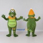 Custom Green and Orange Dragon Character with a Party Hat Mascot Costume Adult Full Body Suit for Theme Parties