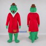 Custom Green and Red Crocodile in a Coat and Hat Mascot Costume Adult Full Body Suit for Theme Parties