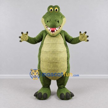 Custom Olive Green and Cream Crocodile Character Mascot Costume Adult Full Body Suit for Wildlife Events Custom Olive Green and Cream Crocodile Character Mascot Costume Adult Full Body Suit for Wildlife Events
