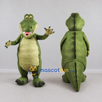 Custom Olive Green and Cream Crocodile Character Mascot Costume Adult Full Body Suit for Wildlife Events