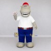Custom Gray and Blue Hippo in Casual Clothes Mascot Costume Adult Full Body Suit for School Events Custom Gray and Blue Hippo in Casual Clothes Mascot Costume Adult Full Body Suit for School Events