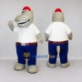 Custom Gray and Blue Hippo in Casual Clothes Mascot Costume Adult Full Body Suit for School Events