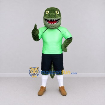 Custom Green and Black Crocodile in Sportswear Mascot Costume Adult Full Body Suit for Sports Events