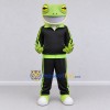 Custom Light Green and Black Gecko Character in a Tracksuit Mascot Costume Adult Full Body Suit for Sports Events Custom Light Green and Black Gecko Character in a Tracksuit Mascot Costume Adult Full Body Suit for Sports Events