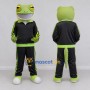 Custom Light Green and Black Gecko Character in a Tracksuit Mascot Costume Adult Full Body Suit for Sports Events