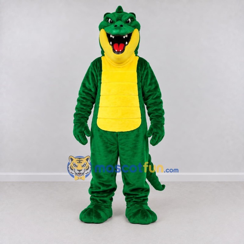 Custom Green and Yellow Crocodile Mascot Costume Adult Full Body Suit for Wildlife Events Custom Green and Yellow Crocodile Mascot Costume Adult Full Body Suit for Wildlife Events