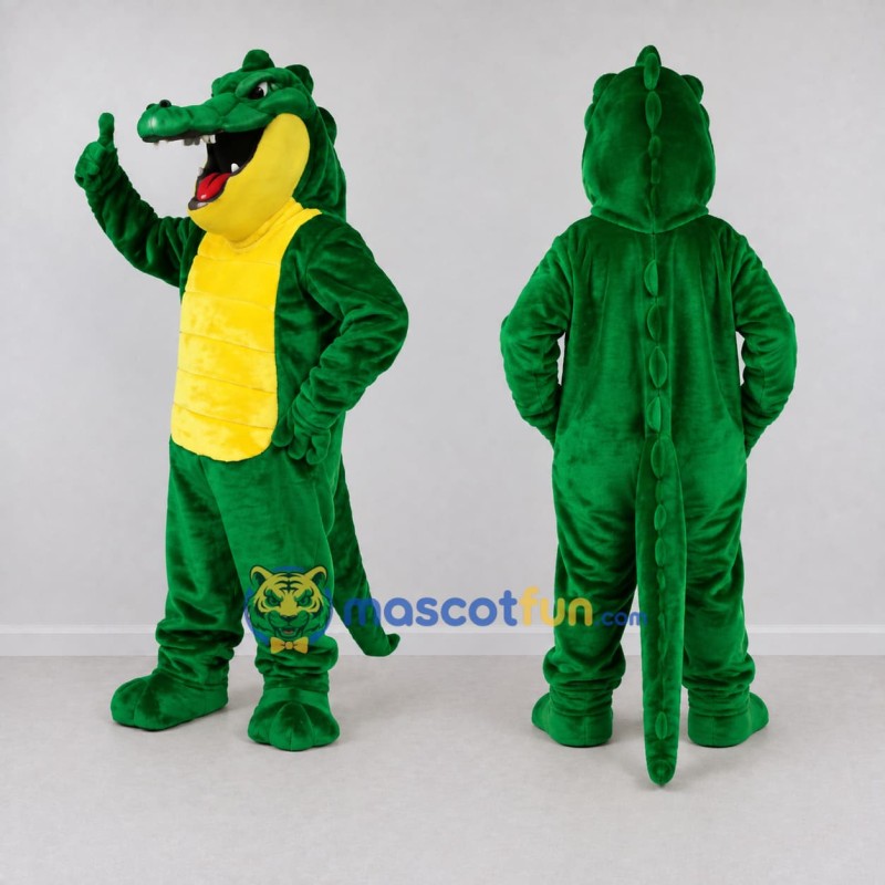 Custom Green and Yellow Crocodile Mascot Costume Adult Full Body Suit for Wildlife Events Custom Green and Yellow Crocodile Mascot Costume Adult Full Body Suit for Wildlife Events