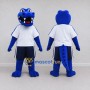 Custom Blue and White Crocodile Character in Sportswear Mascot Costume Adult Full Body Suit for Sports Events