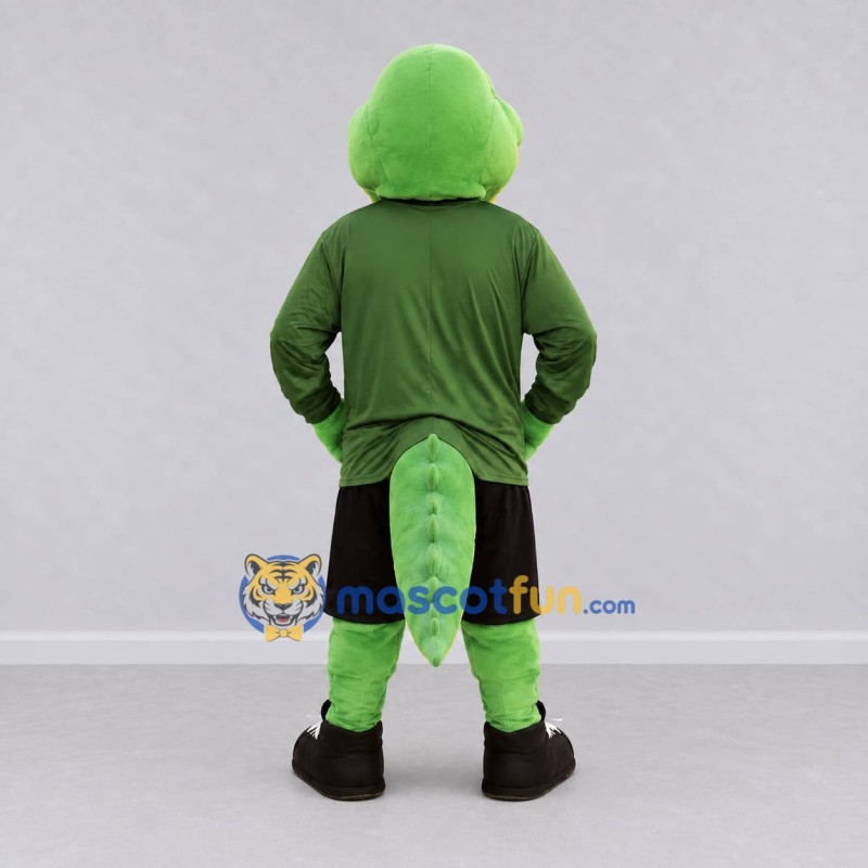 Custom Green and Black Crocodile in Sportswear Mascot Costume Adult Full Body Suit for Sports Events Custom Green and Black Crocodile in Sportswear Mascot Costume Adult Full Body Suit for Sports Events