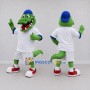 Custom Green and White Crocodile in Sportswear and a Cap Mascot Costume Adult Full Body Suit for Sports Events