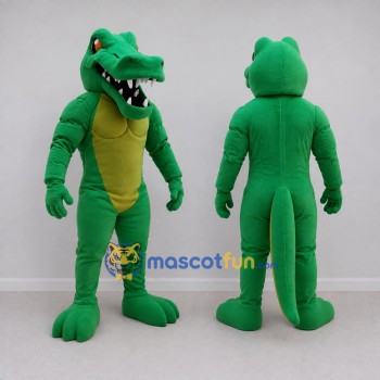 Custom Green and Yellow Crocodile Character Mascot Costume Adult Full Body Suit for Wildlife Events