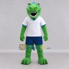 Custom Green and White Dinosaur Character in Sportswear Mascot Costume Adult Full Body Suit for Sports Events Custom Green and White Dinosaur Character in Sportswear Mascot Costume Adult Full Body Suit for Sports Events