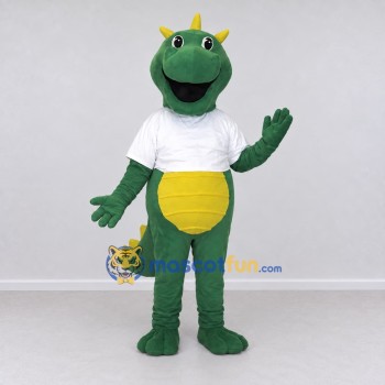 Custom Green and White Dragon Character in a Shirt Mascot Costume Adult Full Body Suit for School Events