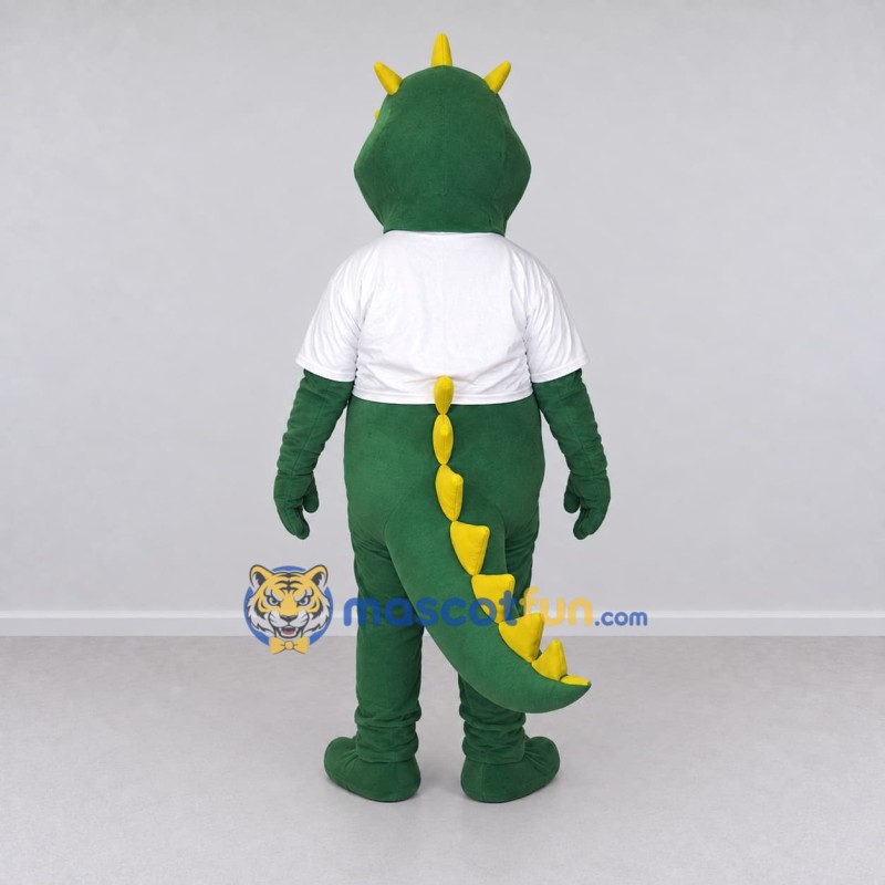 Custom Green and White Dragon Character in a Shirt Mascot Costume Adult Full Body Suit for School Events Custom Green and White Dragon Character in a Shirt Mascot Costume Adult Full Body Suit for School Events