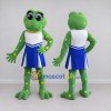 Custom Green and Blue Frog Cheerleader Mascot Costume Adult Full Body Suit for Sports Events Custom Green and Blue Frog Cheerleader Mascot Costume Adult Full Body Suit for Sports Events