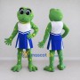 Custom Green and Blue Frog Cheerleader Mascot Costume Adult Full Body Suit for Sports Events
