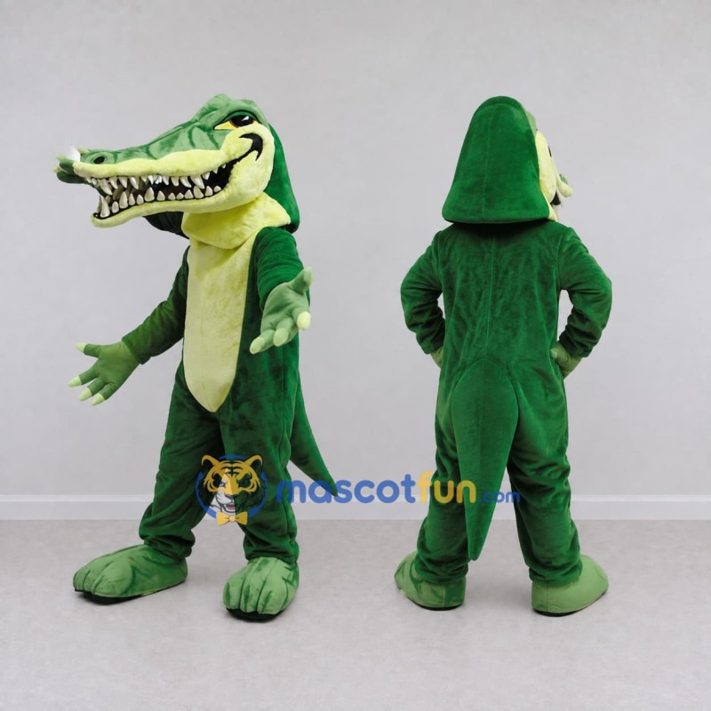 Custom Green and Cream Crocodile Mascot Costume Adult Full Body Suit for Wildlife Events Custom Green and Cream Crocodile Mascot Costume Adult Full Body Suit for Wildlife Events