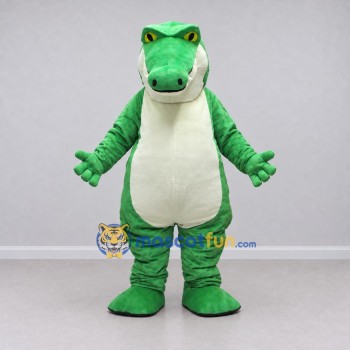 Custom Green and White Crocodile Character Mascot Costume Adult Full Body Suit for Wildlife Events Custom Green and White Crocodile Character Mascot Costume Adult Full Body Suit for Wildlife Events