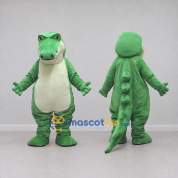 Custom Green and White Crocodile Character Mascot Costume Adult Full Body Suit for Wildlife Events