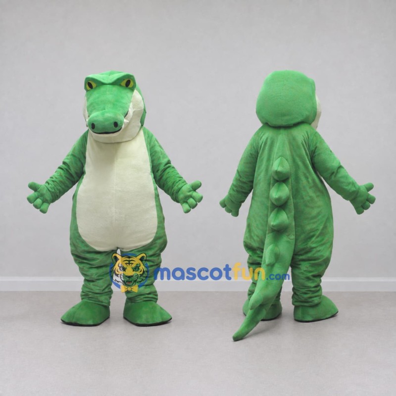 Custom Green and White Crocodile Character Mascot Costume Adult Full Body Suit for Wildlife Events Custom Green and White Crocodile Character Mascot Costume Adult Full Body Suit for Wildlife Events