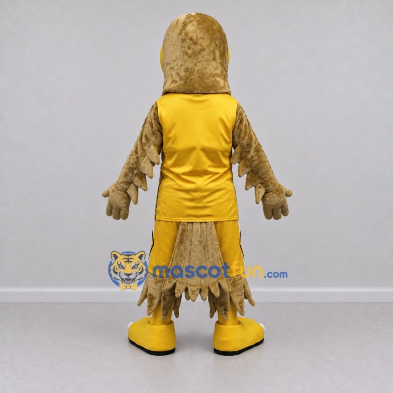 Custom Brown and Yellow Eagle in Sportswear Mascot Costume Adult Full Body Suit for Sports Events Custom Brown and Yellow Eagle in Sportswear Mascot Costume Adult Full Body Suit for Sports Events
