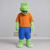 Custom Green and Orange Crocodile Character in Casual Clothes Mascot Costume Adult Full Body Suit for School Events Custom Green and Orange Crocodile Character in Casual Clothes Mascot Costume Adult Full Body Suit for School Events