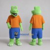 Custom Green and Orange Crocodile Character in Casual Clothes Mascot Costume Adult Full Body Suit for School Events Custom Green and Orange Crocodile Character in Casual Clothes Mascot Costume Adult Full Body Suit for School Events