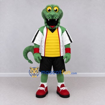 Custom Green and White Cobra in Sportswear Mascot Costume Adult Full Body Suit for Sports Events