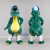 Custom Teal and Yellow Dinosaur Character with a Cap Mascot Costume Adult Full Body Suit for School Events
