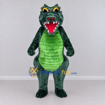 Custom Dark Green Fierce Dinosaur Character Mascot Costume Adult Full Body Suit for Dinosaur Events