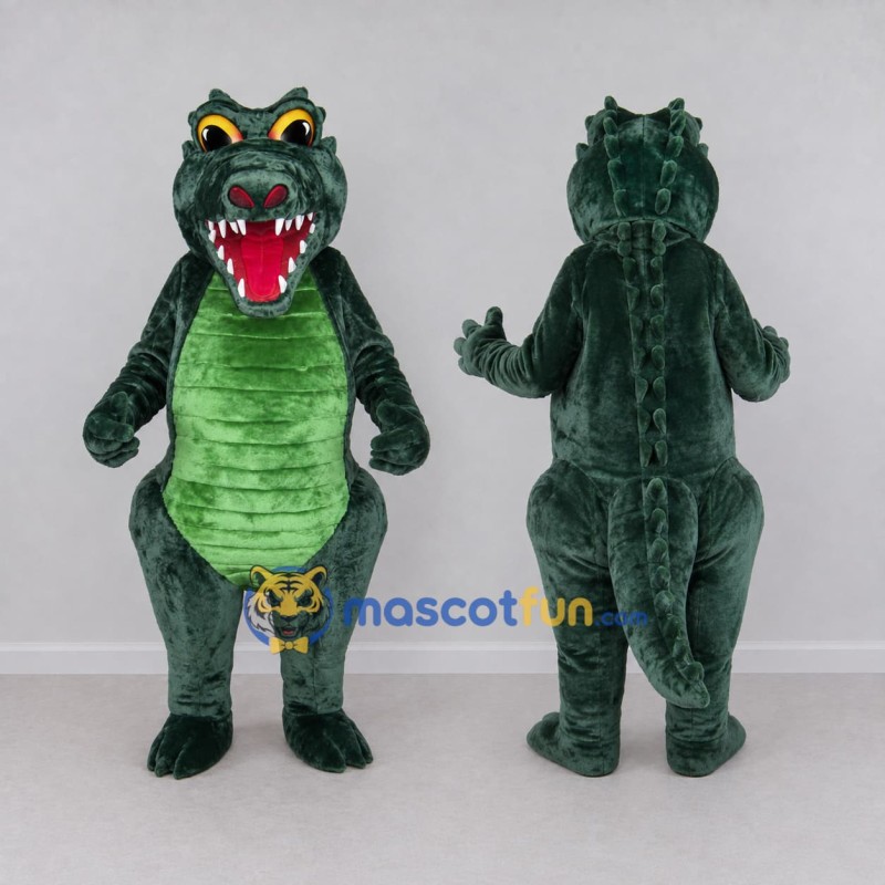 Custom Dark Green Fierce Dinosaur Character Mascot Costume Adult Full Body Suit for Dinosaur Events