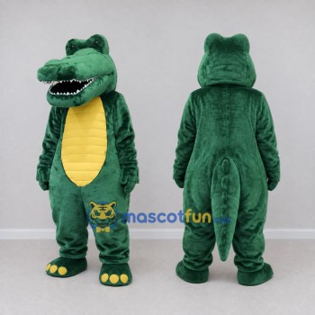 Custom Green and Yellow Crocodile Character Mascot Costume Adult Full Body Suit for Wildlife Events