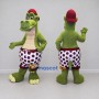 Custom Olive Green and Burgundy Crocodile in Shorts and a Cap Mascot Costume Adult Full Body Suit for Summer Events