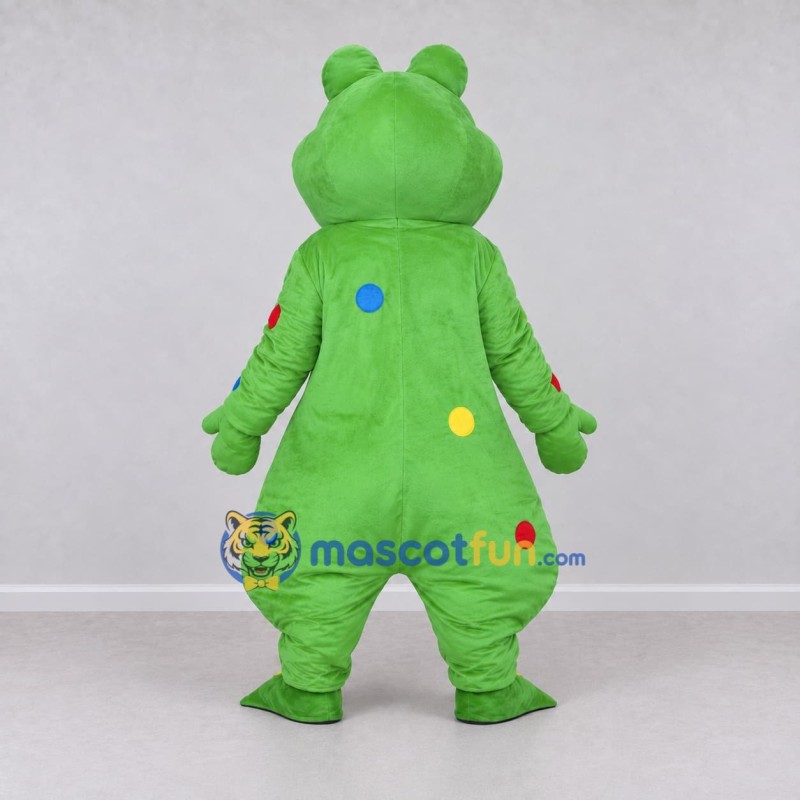 Custom Green and Multicolor Frog Character Mascot Costume Adult Full Body Suit for School Events Custom Green and Multicolor Frog Character Mascot Costume Adult Full Body Suit for School Events