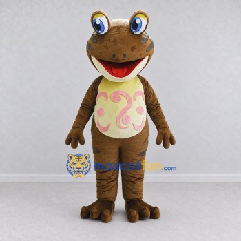 Custom Brown and Cream Frog Character Mascot Costume Adult Full Body Suit for School Events Custom Brown and Cream Frog Character Mascot Costume Adult Full Body Suit for School Events