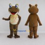 Custom Brown and Cream Frog Character Mascot Costume Adult Full Body Suit for School Events