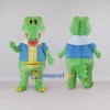 Custom Light Green and Blue Crocodile in a Jacket Mascot Costume Adult Full Body Suit for School Events