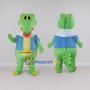 Custom Light Green and Blue Crocodile in a Jacket Mascot Costume Adult Full Body Suit for School Events