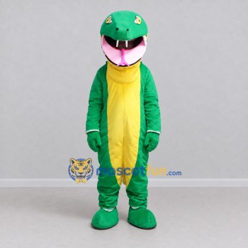Custom Green and Yellow Snake Character Mascot Costume Adult Full Body Suit for Wildlife Events